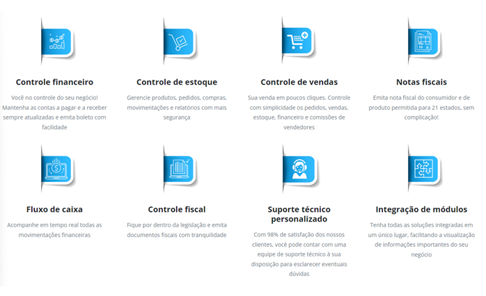 Simplicidade no painel principal no ERP VS Soluções